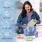 Cool Coolers by Fit & Fresh XL Slim Ice Packs, Quick Freeze Reusable Ice Packs for Lunch Boxes & Coolers, Long-Lasting, Space Saving Cooler Ice Packs, Sage, 4Pk