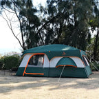 KTT Extra Large Tent 10-12-14 Person(B),Family Cabin Tents,2 Rooms,3 Doors and 3 Windows with Mesh,Straight Wall,Waterproof,Double Layer,Big Tent for Outdoor,Picnic,Camping,Family Gathering