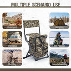 X Strike Fishing Chair with Cooler and Backrest, Folding Backpack Chair for Adults up to 350 lbs, Fishing Stools Portable for Outdoor, Camping, Hiking