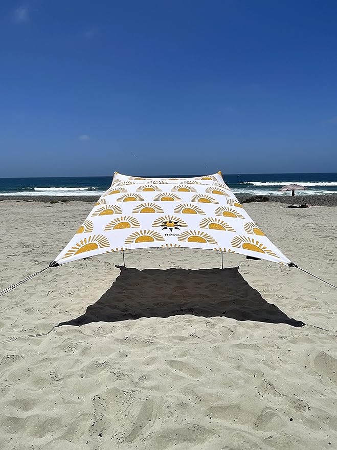Neso Grande Portable Beach Tent Sun Shelter - Lightweight Beach Shade Canopy - Easy Setup for Family Outings - Patented Reinforced Corners - UPF 50+ Sun Protection - 7ft Tall, 9 x 9ft