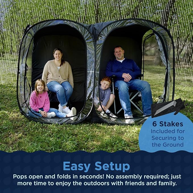 WeatherPod® The Original Shark Tank Side-by-Side™ 2-4 Person Pop-Up Pod - Stay Warm, Dry, and Out of The Sun - Weather Pod for Sports, Rain, or Wind - Simple to Set Up and Tear Down