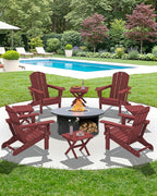 SERWALL Folding Outdoor Side Table Set of 4, Small Adirondack Side Table, Red