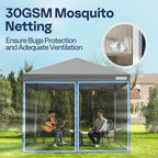 VIVOHOME 10x10ft Easy Pop-Up Canopy, Outdoor Screen Tent with Mosquito Netting, 2 Zipper Doors, and Roller Bag for Yard Camping Picnic Party Events, Grey