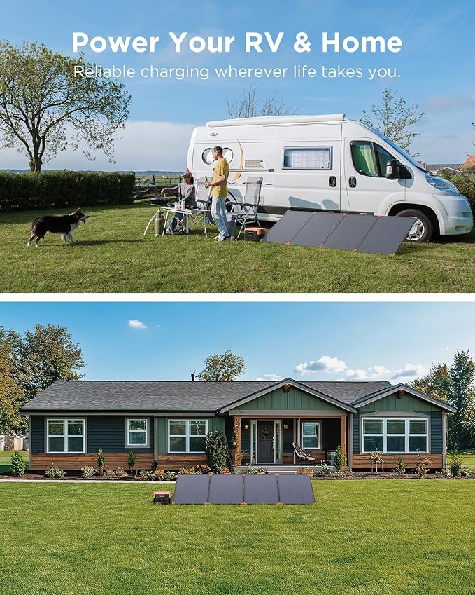 350W Portable Solar Panel, N-Type 16BB 25% High Efficiency Foldable Solar Charger for Jackery/EcoFlow Delta/Anker Solix C1000/Bluetti,IP68 Waterproof OffGrid Power for RV Camping Power Backup