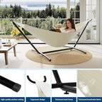 Double Hammocks with Stand for Outside, Portable Space Saving Heavy-Duty Steel Stand for Indoor Outdoor Patio with Carrying Bag, 450 lbs Capacity