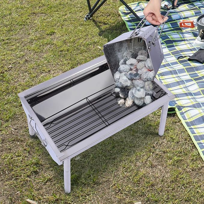 REDCAMP Quick Ignition Foldable Charcoal Chimney Starter, BBQ Charcoal Grill Starter and Wood Stove for Outdoor Lawn, Patio & Camping