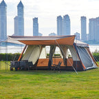 KTT Extra Large Tent 12 Person(A),Awning Family Cabin Tents,2 Rooms,4 Doors and 4 Windows with Mesh,Straight Wall,Waterproof,Double Layer,Big Tent for Outdoor,Picnic,Camping,Family Gathering。