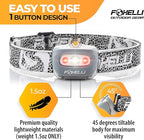 Foxelli LED Headlamp Flashlight for Adults & Kids, Running, Camping, Hiking Head Lamp with White & Red Light, Comfortable Headband, Lightweight & Waterproof, 3 AAA Batteries