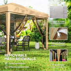 Outsunny 10' x 20' Pop Up Canopy Tent with Netting, Heavy Duty Instant Sun Shelter, Large Tents for Parties with Carry Bag for Outdoor, Garden, Patio, Beige