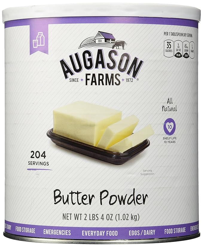 Butter Powder Mix Can Emergency Food Supply, 510 Servings, 10 Year Shelf Life, Certified Gluten Free, Made with Real Milk, 15 Calories per Serving - Dry Butter Powder Blend, Ingredient for Baking and Cooking