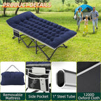 Portable Camping Cot, 32" Extra Wide Camping Cots for Adults with Thick Mattress, Heavy Duty Sleeping Cot Holds Up to 600LBS, Cots for Sleeping, Rv, Beach, Patio, Office Naps 2Pcs (Blue)