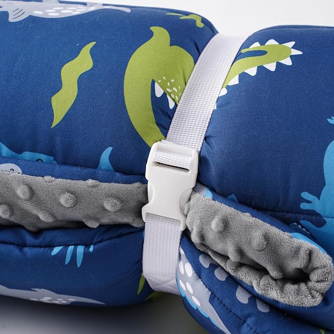 Bunnikins & Clover Toddler Nap Mat with Removable Pillow, Nap Mats for Preschool, Easy Clean Toddler Nap Pad for Kindergarten, Kids Sleeping Bag for Travel Camping