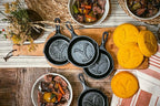 Lodge Pre-Seasoned Yellowstone Stamped Cast Iron Cookware - Signature Teardrop Handle - Use in the Oven, on the Stove, on the Grill, or Over a Campfire - Power Y 5 Inch Skillet