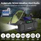 Solar Hand Crank Emergency Radio with Waterproof,Portable AM FM NOAA Weather Radio, Rechargeable 5000mAh/18500mWh Battery Power, Wind Up Flashlight Phone Charger, SOS,Survival Storm Hurricane