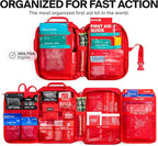 Large Pro First Aid Kit for Car, Travel & Home - Emergency Kit for Hiking, Camping, Backpacking and Outdoors - Includes Zip Stitch Wound Closure Strips