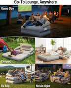 JEASONG Blow Up Couch Air Mattress Queen with Built in Pump, 2-in-1 Air Sofa & Inflatable Mattress, AirBed Blow Up Mattress with Headboard & Cupholder, Inflatable Couch for Camping, Movie Night, Guest