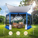 COBIZI 12x12FT Pop Up Gazebo Screen Tent Screen House for Camping, Screen Room with Mosquito Netting, Hub Tent Instant Screened Canopy with Carrying Bag and Ground Stakes, Blue
