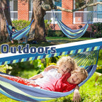 Windyun 2 Sets Cotton Canvas Hammock Large Double Hammock 400lbs Portable Camping Hammocks for Outside with Carrying Bag Sturdy Metal Knot Ropes and Tree Straps for Travel Patio Garden Backyard (Blue)