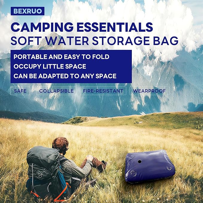 189 L/50 Gallon Water Bladder Tank, Blue Portable RV Water Tank, Large Capacity Water Storage Bladder for Camping, Garden, Emergency, Outdoor Sports