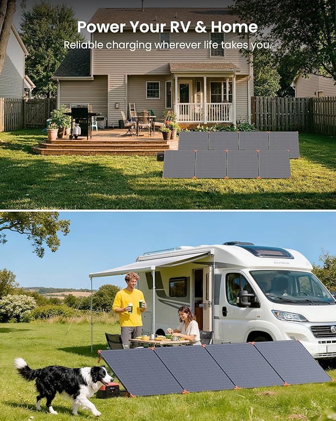 450W Portable Solar Panel,38V N-Type 16BB 25% High Efficiency Foldable Solar Charger for EcoFlow Delta/Anker C1000/Jackery/Bluetti Elite 100,IP68 Waterproof for Offgrid RV Power Backup