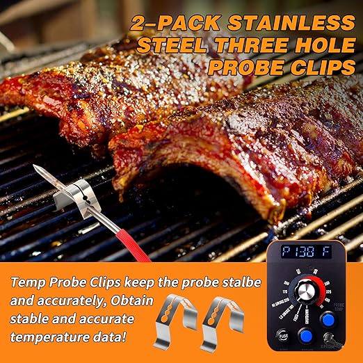 2-Pack Repalcement Meat Probe for Camp Chef Pellet Grill and Smoker, 3.5mm Plug Temperature Probe with Camp Chef Probe Clip Accessories