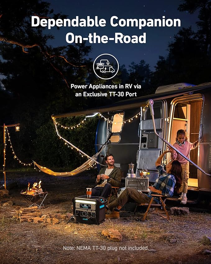 Anker SOLIX F2000 Solar Generator, 2048Wh Portable Power Station with LiFePO4 Batteries and 2× 200W Solar Panel, GaNPrime Technology, 4 AC Outlets Up to 2400W for Home, Power Outages, Camping, and RVs