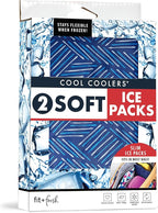 Fit & Fresh Cool Coolers Soft Ice,Flexible Stretch Nylon Reusable Ice Packs for Lunch Boxes & Coolers,Navy Sketch Weave-& Blue,2 Count (Pack of 12)