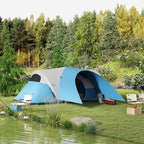 Outsunny 5-6 Man Camping Tent, 3000mm Waterproof Family Tent with Porch and Sewn in Groundsheet, Portable with Bag, for Fishing Hiking Festival
