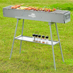 WILLBBQ Charcoal Grills Commercial Quality Portable Hibachi BBQ Lamb Skewer Folded Camping Barbecue Grill for Backyard Outdoor Cooking Use (39.4x7.1x5.1 inch With Accessories)