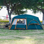 KTT Extra Large Tent 10-12-14 Person(B),Family Cabin Tents,2 Rooms,3 Doors and 3 Windows with Mesh,Straight Wall,Waterproof,Double Layer,Big Tent for Outdoor,Picnic,Camping,Family Gathering