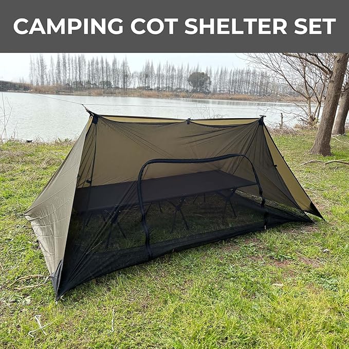onewind Shelter, Camping Tarp Set Include Emergency Shelter, BugNet and Tent Footprint, Ripstop Silnylon with Silicone PU Coating Survival Shelter Tent for Camping, Hiking, Backpacking