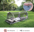 Night Cat Pop-up Mosquito Tent: 1 Person Camping Tent with Bug Screen Net Easy Set-up Tent Fits with Camping Cot Combo Set