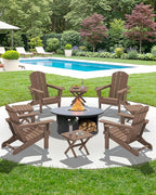 SERWALL Folding Outdoor Side Table Set of 4, Small Adirondack Side Table, Brown