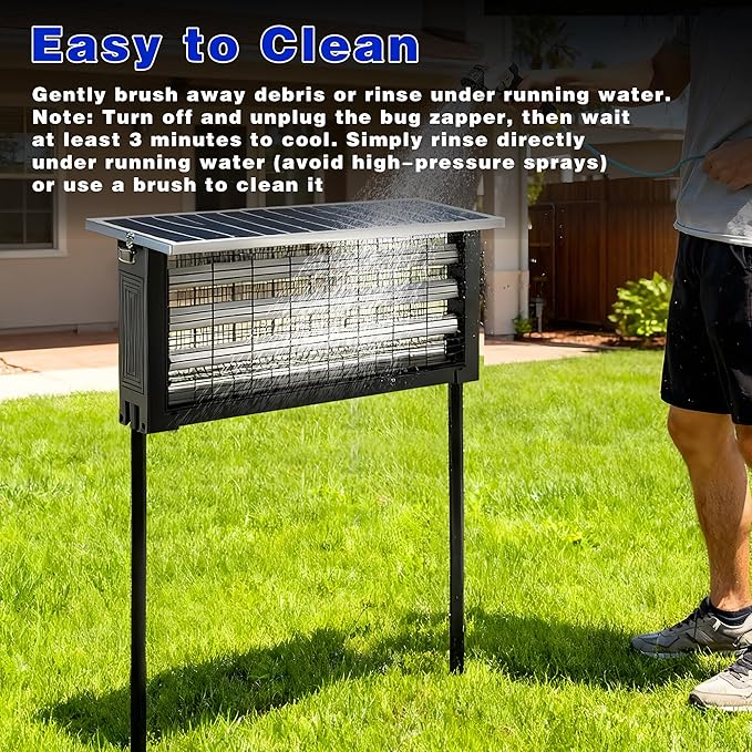 Large Solar Bug Zapper with High Powered for 4000 sq.ft, Powerful Outdoor Mosquito Zapper, Rechargeable Electric Fly Zapper for Patio Garden Backyard RV Camping Swimming Pool Pest Control