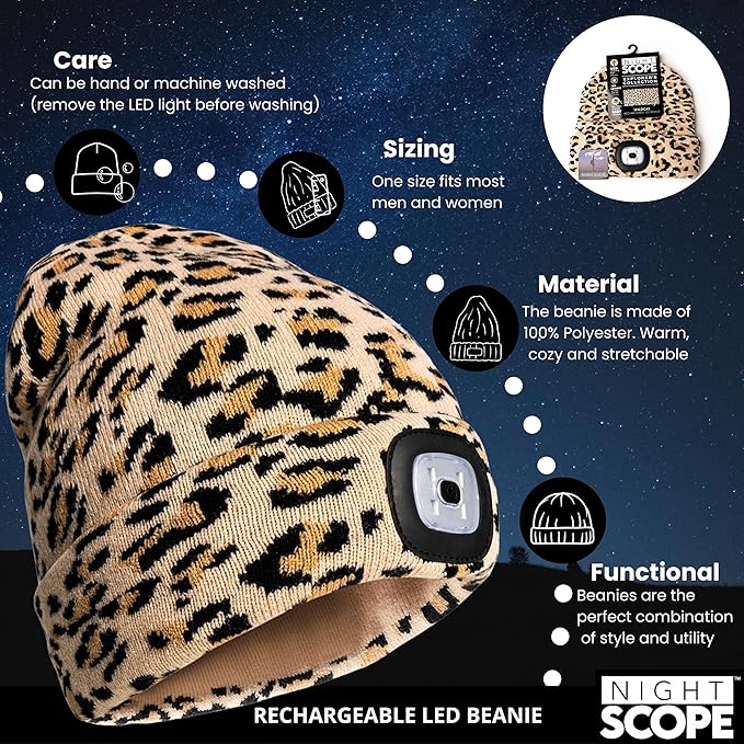 Classic Rechargeable LED Warm Knit Beanie Head Light Hat Headlamp for Outdoor Activities