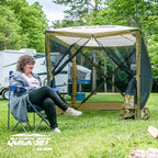 CLAM Pop Up Screen Tent, Outdoor Camping Gazebo Canopy, Traveler, 6' x 6', Green