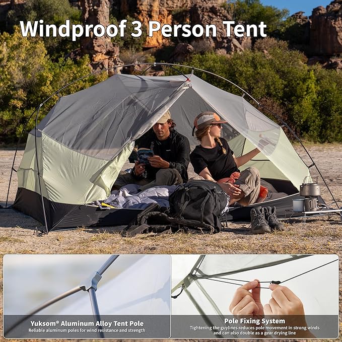 Naturehike Mongar Pro 1/2/3 Person Backpacking Tent,Waterproof Nylon Easy Setup Lightweight Camping Tent