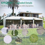 EROMMY Outdoor Party Tent 10x30 FT, Waterproof Canopy with 6 Removable Sidewalls and 2 Zipper Doors for Weddings, Events, Backyard Parties, White