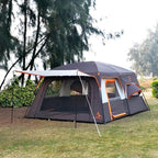 KTT Extra Large Tent 10-12-14 Person(A),Family Cabin Tents,2 Rooms,3 Doors and 3 Windows with Mesh,Straight Wall,Waterproof,Double Layer,Big Tent for Outdoor,Picnic,Camping,Family Gathering