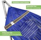 Tranquillo Double Hammock with Stand 650lb Capacity Double Hammock with Spreader Bar, Solid Grade 201 Stainless Steel 30s Set Up, Sturdy Flexible Hammock Stand Portable (Blue)