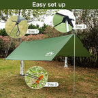 Night Cat Camping Tent Tarp Hammock Rain Fly Sunshade Shelter Tarp Waterproof Portable Lightweight for Outdoor Backpacking Hiking 12x10 ft