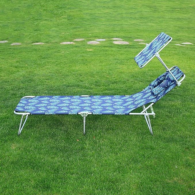 Portable Folding Bed for Adults with Neck Strap Metal Canvas Fold Up Bed with Sunshade Cots for Camping with Handles Load Bearing 160kg for Guest, Travel, Vacation, Camping(Green)
