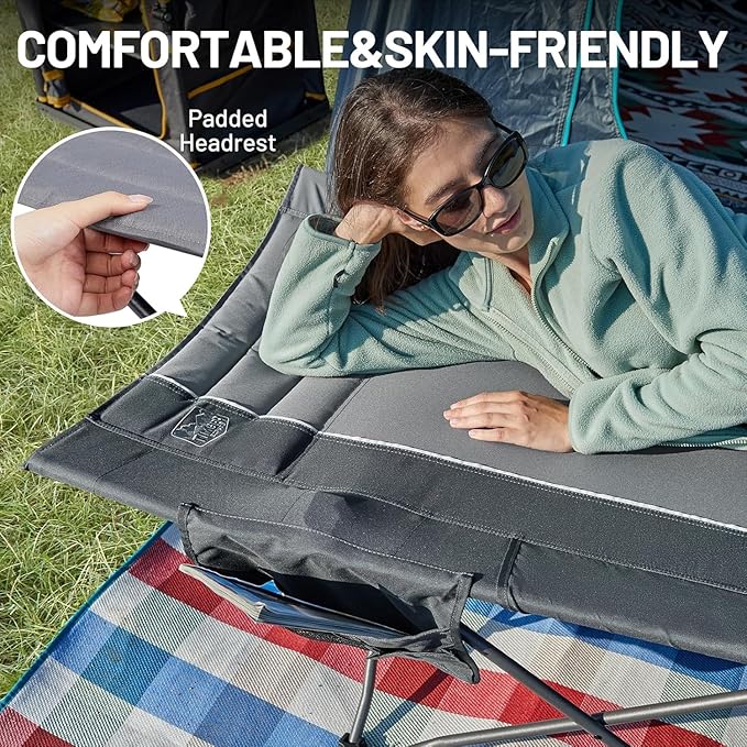 TIMBER RIDGE Extra Wide Heavy Duty Camping Cot for Adult, Easy Set Up Oversized Sleeping Cot with Carry Bag for Camping, Travel and Outdoors, Support up to 450lbs, Grey, 2 Pack