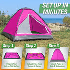2 Person Camping Tent with Rain Fly and Carrying Bag – Lightweight Outdoor Pop Up Tents for Camping Essentials, Music Festivals, Backpacking, Hiking, or Beach Shelter by Wakeman Outdoors