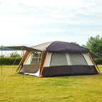 KTT Extra Large Tent 12 Person(A),Awning Family Cabin Tents,2 Rooms,4 Doors and 4 Windows with Mesh,Straight Wall,Waterproof,Double Layer,Big Tent for Outdoor,Picnic,Camping,Family Gathering。