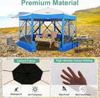 COBIZI 15x15 FT Pop Up Gazebo - Canopy Tent, Large Gazebos On Clearance,Instant Screened in Gazebo,carpas para Patio,Portable Screen Tents for 12-15 Persons Outdoor Camping, Backyard, Blue