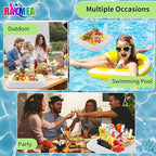 Inflatable Ice Serving Bar 2 PCS, Portable Salad Ice Tray Food Drink Pool Containers Inflatable Cooler for Summer Parties, BBQ, Graduation, Camping or Picnic (24 Inch White)