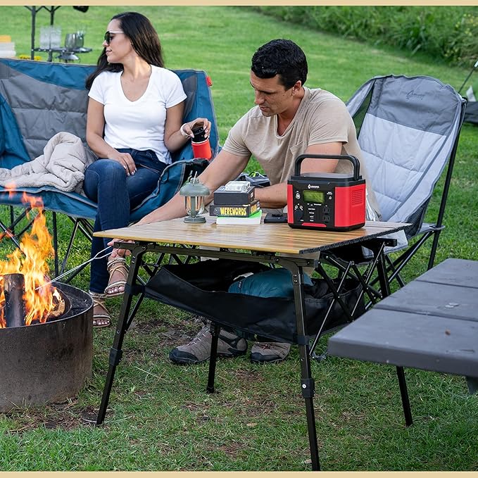ARROWHEAD OUTDOOR 39" Aluminum Folding Camp Roll Up Table w/Adjustable Height, Undertable Mesh Storage, Carry Bag