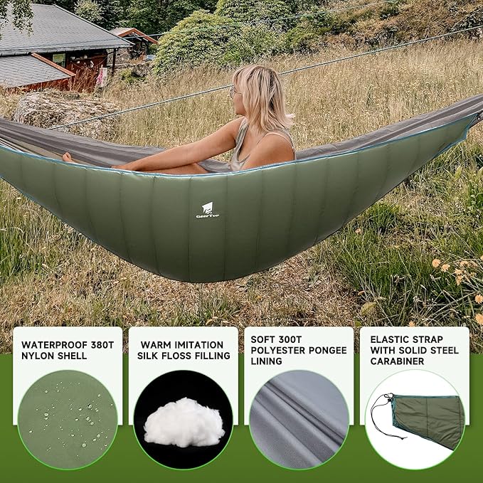 GEERTOP Ultralight Hammock Underquilt for Camping Full Length Camp Hammock Underquilts Warm 3-4 Seasons Essential Outdoor Survival Gear for Hiking Backpacking Travel