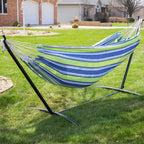 Backyard Expressions - 914920 - Ocean Floor Pattern - Portable Double 2 Person Outdoor Hammock with Stand - Green and Blue - 9 x 3 Foot Hammock